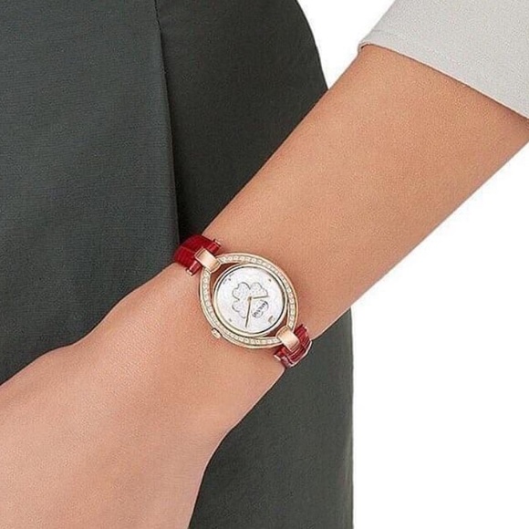 New Swarovski Stella Women's Watch Leather Strap LS Red 29 mm 5421822 - Picture 8 of 16